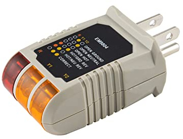 Power Gear Receptacle Tester, Standard 3-Wire, Circuit Analyzer, 110-125 VAC, 6 Visual LED Tests, ETL Listed – 50542 Gray