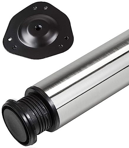 SOTECH 1 Stück Tischbein Höhe 820 mm Ø 76/80 mm echt Edelstahl gebürstet belastbar bis 75 kg, Möbelfuß mit 32 mm Höhenverstellung Tischfuß