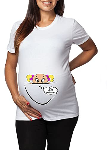 Tshirt Premaman Divertente - Femminuccia STO Arrivando - Maglietta Premaman Divertente - Regalo Futura Mamma - Idea Regalo per Futura Mamma