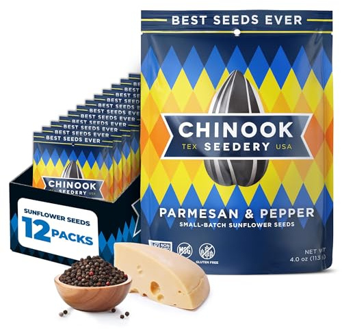 Chinook Seedery Sunflower Seeds to Eat - Parmesan & Pepper - 4 oz, 12 Pack