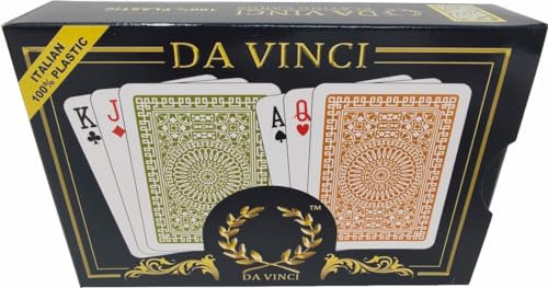 DA VINCI Palermo, Italian 100% Plastic Playing Cards, 2 Deck Set with Hard Shell Case and 2 Cut Cards (Poker Size Regular Index)