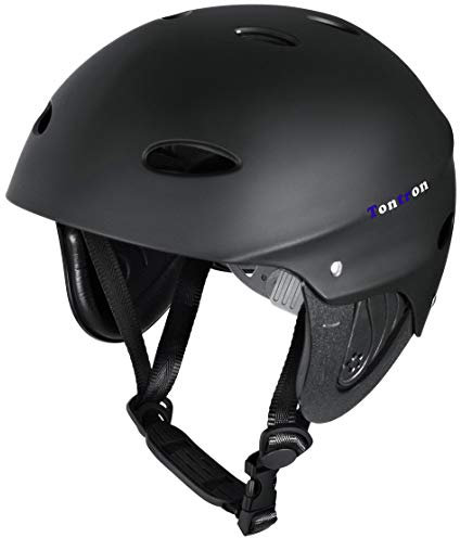 Tontron Classic Wakeboard Kajak Kite Surf Wassersporthelm (Schwarz, M(53-59cm))