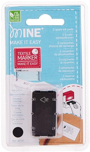 Mine Stamp – Ricarica Inchiostro per Timbro Indumenti e Libri Smart | Tinta per Timbro | Cartucce di Inchiostro Tessile Permanente | Resistente ai Lavaggi | Nero | Confezione da 2