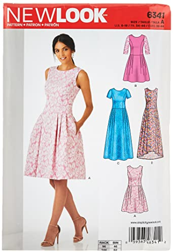 New Look Simplicity Sewing Pattern 6341: Misses' Dress in Three Lengths, Size A, Paper, Multi-Coloured, A (6-8-10-12-14-16-18)
