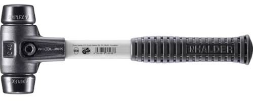 Halder Simplex Soft-Faced Mallet 3702.040 – Medium-Hard Rubber Inserts, Reinforced Cast Iron Housing, Fiber Glass Handle with Non-Slip Rubber Grip, 40mm, 2 lbs.