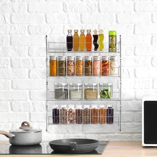 TOP HOME FINE 4 Tier Spice Rack Cupboard Door Chrome