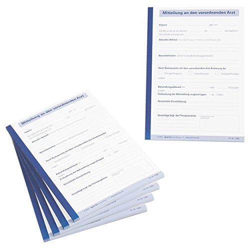 Mitteilung an den verordnenden Therapie Vordruck, 5 Blöcke à 50 Blatt, DIN A5