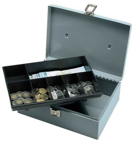 Sparco All-Steel Cash Box with Latch Lock, Gray