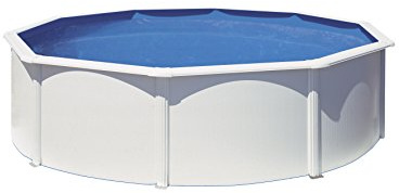 Gre KIT460ECO Fidji - Piscina de Acero Elevada, Redonda con Aspecto Acero Blanco. Piscinas Desmontables para Jardín. 460 x 120 cm