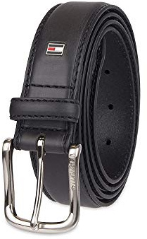 Tommy Hilfiger Men's Casual Belt, Black logo, 34