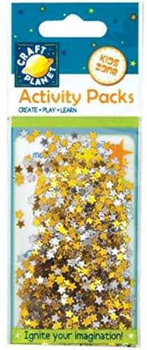 Craft Planet Glitter Stars 5g Gold & Silver Colours 6mm, Shiny Sparkly Shapes, Craft Supplies, Scrapbooking, Card Making, Table Confetti, Decorative Paper Craft Detail, Star Sequins, Apply With Glue