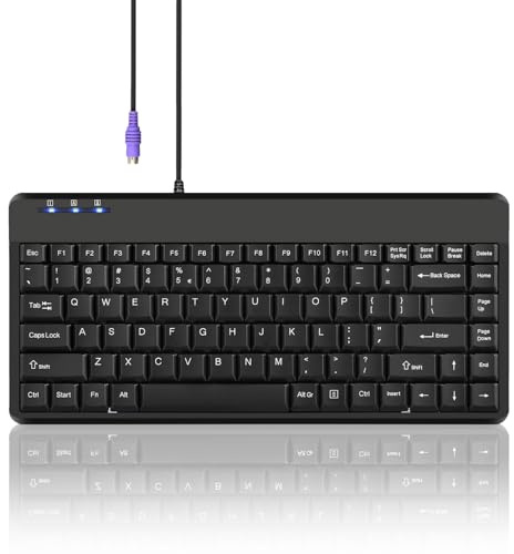 Perixx PERIBOARD-409P PS2 Mini-Tastatur, verkabelt, Schwarz, US-Layout