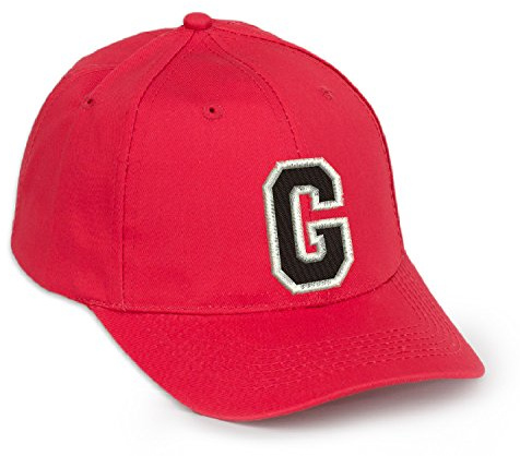 4sold Gorra de béisbol Informal de algodón con Letras del abecedario en Negro niño Adulto Color Rojo A-Z (Rojo G, niño)
