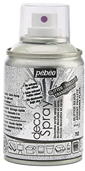 Pébéo - Peinture Acrylique en Spray - Pour la Décoration Multi Supports en Intérieur et Extérieur - Base Eau, Faible Odeur - 100 ml - Finition Pailletté - Coloris Argent Pailletté
