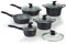 Tognana Evoluta, Set aus Töpfen und Pfannen, 10-teilig mit 3 Kochtöpfen, 2 Pfannen, 4 Deckeln, Aluminium, Grau