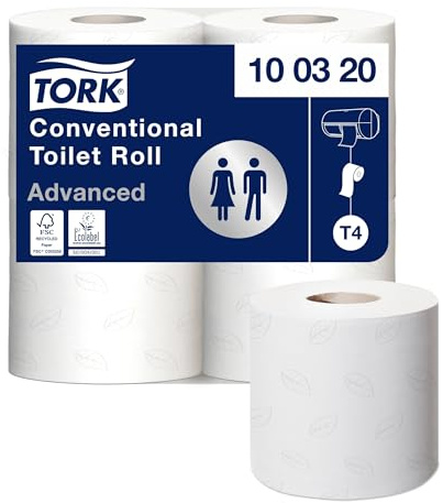 TORK 472150 Conventional Toilet Roll Sheet, White (Pack of 36)