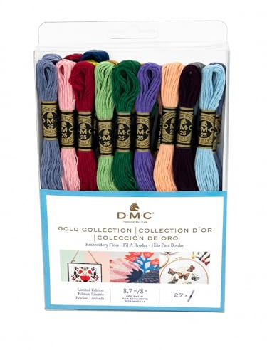 DMC - Assortimento di filato Mouliné 117MC - Collection d'or, 100% cotone - 27 matassine da 8 m | Colori assortiti, filato da ricamo, ideale per il punto croce, braccialetti brasiliani, hobbistica tessile creativa | Idea regalo per Natale