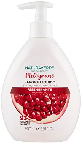 Naturaverde | Natural Beauty - Sapone Liquido Melograno, Sapone Mani Detergente e Rigenerante, Ingredienti di Origine Naturale, 500ml