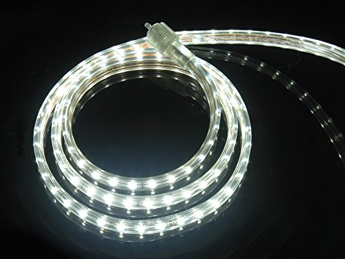 CBconcept UL Listed, 10 Feet, 1080 Lumen, 6000K Pure White, Dimmable, 110-120V AC Flexible Flat LED Strip Rope Light, 180 Units 3528 SMD LEDs, Indoor Outdoor Use, Accessories Included, Ready to use