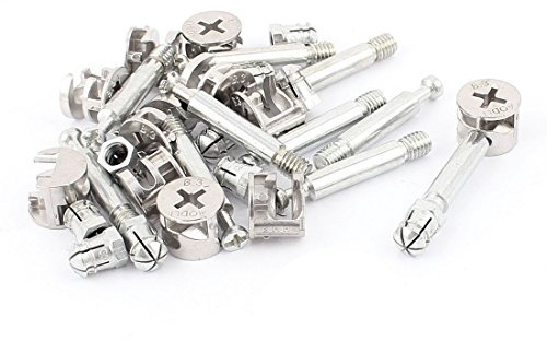 sourcing map 3-in-1 Meubles Connexion Trousse 8mm OD Came Raccord 6x40mm Goupille Vis 6mm OD Pré-inséré écrou 11 Ensembles