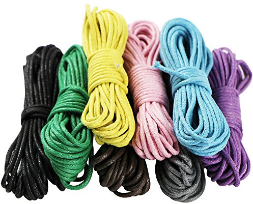 EDGEAM 8PCS Cordon de Coton Ciré Pour la Fabrication de Bijoux Bracelet de Collier de Bricolage (2 MM, Multicolore)