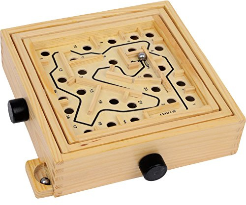 small Foot Kugellabyrinth, Geschicklichkeitsspiel für Kinder aus Holz, integrierte Lenkung, ab 5 Jahren, 3461