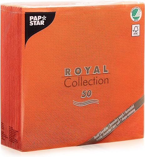 Papstar, 50 Servietten ROYAL Collection 1/4-Falz 40 cm x 40 cm nektarine, #84813
