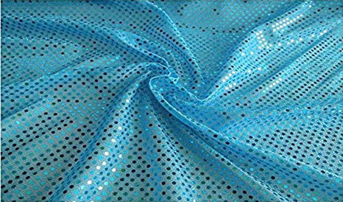 Fabrics-City Türkis Sequin Mesh Fabric Paillettenstoff Rund 3mm Glitzerstoff Faschingsstoff Sparkling Paillettes Metallpailletten Lurex-Stoffe Modekostüm Partydekoration Hochzeit Abendmode Stoff, 2596