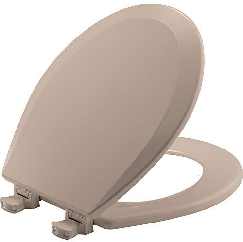 Bemis 500EC 068 Molded Wood Round Toilet Seat with Easy Clean and Change Hinge, 1 Pack, Fawn Beige
