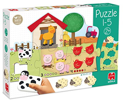 Goula - Bauernhof Zahlenpuzzle 1-5, Tierischer zählspaß, Kinder ab 2 Jahre
