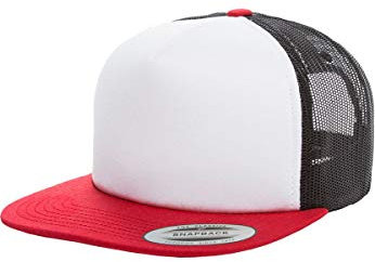 Flexfit Camionero de Espuma Unisex con Tapa Frontal Blanca, Rojo/Blanco/Negro., Talla única