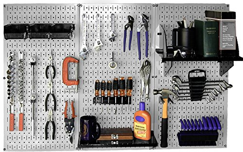 Väggkontroll 30-WRK-400 GB standard arbetsbänk metall pinntavla verktyg organisatör, grå/svart
