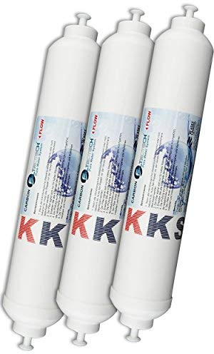 3er Pack Wasserfilter für Side by Side Kühlschrank Samsung LG AEG Haier usw Externer Kühlschrankfilter mit integriertem 1/4 Schlauchanschluss Aktivkohle Filter