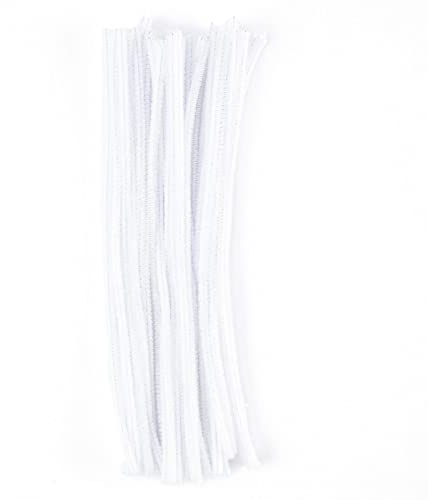Vaessen Creative Pipe Cleaners For Crafts | 8 mm x 30 cm | 50 Pieces, Synthetic Fiber, White, 30 x 0.8 x 0.1 cm