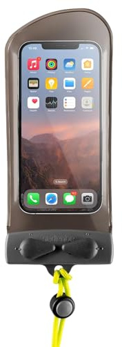 Aquapac Waterproof Phone Case, Mini, Grey, Lanyard, iPhone and Android, Made in The UK, Hiking, Mountain Biking, Running Accessory, Floating, 5 Year Warranty. IPX8 certified to 30 ft deep.