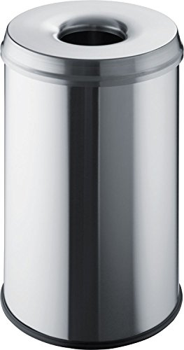 helit H2515600 - Sicherheitspapierkorb mit Löschkopf „the guardian“ 30 Liter, Edelstahl