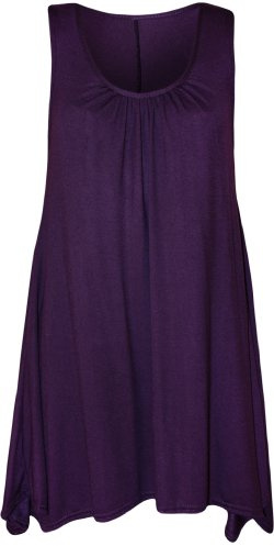 WearAll - Grande Taille Hanky Hem débardeur Top Long sans Manches - Hauts - Femmes - Tailles 44 à 50