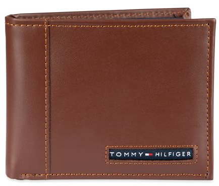 Tommy Hilfiger Men's Leather Cambridge Passcase Wallet with Removable Card Case,Tan, One Size