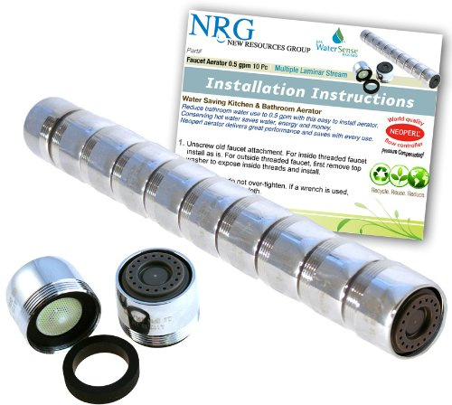 10 pc Lifesaver Pro-PACK Neoperl 0.5 Gpm Pressure Compensating / Multiple Laminar Stream Bathroom Faucet Aerator | Low Flow Control by New Resources Group