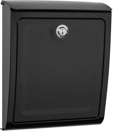 Architectural Mailboxes Sienna™ Locking, Vertical Wall-Mounted Mailbox for Outside, Metal Galvanized Steel Medium Mail Box with Lock and Key Drop Box, Black
