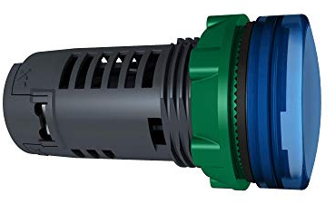 Schneider Electric Harmony XB5 - Monolithic Pilot Indicator Light, Plastic, Plain Lens, Integral LED, Industrial Control, 22 mm Mount, 24 V AC/DC, XB5EVB6, Blue