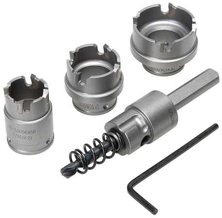 Greenlee 655 4-Piece Quick Change Carbide-Tipped Hole Cutter Set, 7/8 - 1-3/8