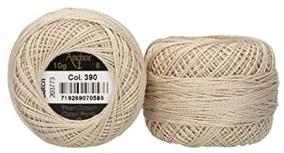 ANCHOR Pearl Yarn, Thickness: 8, Packaging: 10G, Running Length: 82M ecru Embroidery Threads