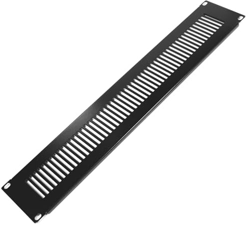 RackMatic - Panel de rejilla de 2U para armario rack 19 Tapa de ventilación negra
