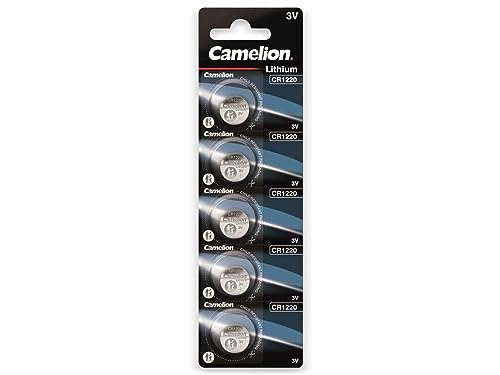 Camelion Lithium Button Cells, CR1220 / DL1220 / 5012LC / E-CR1220 / SB-T13, 3V - 5 pieces