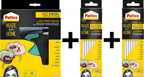 Pattex Heißklebepistole Made at Home / Spar-Set (Klebepistole inkl. 6 Heißklebesticks + 20 Sticks extra)
