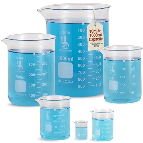 Karter Scientific 213A2 borosilikat glas låg form glas Beaker 5 stycken set 50, 100, 250, 500, 1000 ml (förpackning med 5) av Karter Scientific