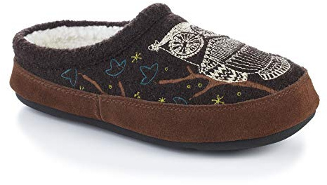Acorn Womens Slipper with Berber Lining, Suede Siding and Durable Non-Slip Indoor/Outdoor Sole, Chocolate, 9.5-10.5