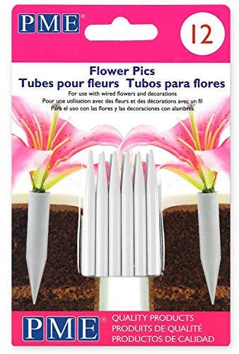 PME FP300 Lot de 12 Petits Tubes pour Fleurs, Plastique, Blanc, 0.5 x 0.5 x 5 cm