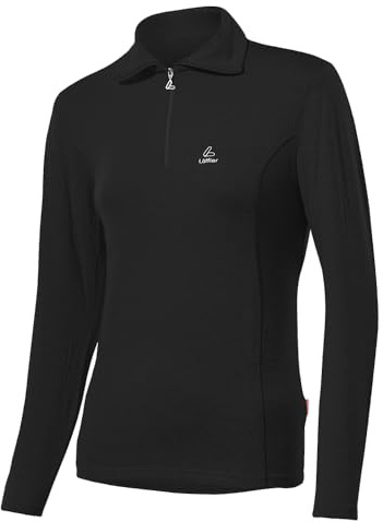 Löffler Damen Pulli Transtex Zip-rolli Basic, schwarz, 36, 10990